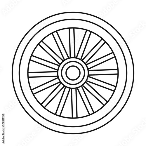 Wheel of cart vector icon.Line vector icon isolated on white background wheel of cart.