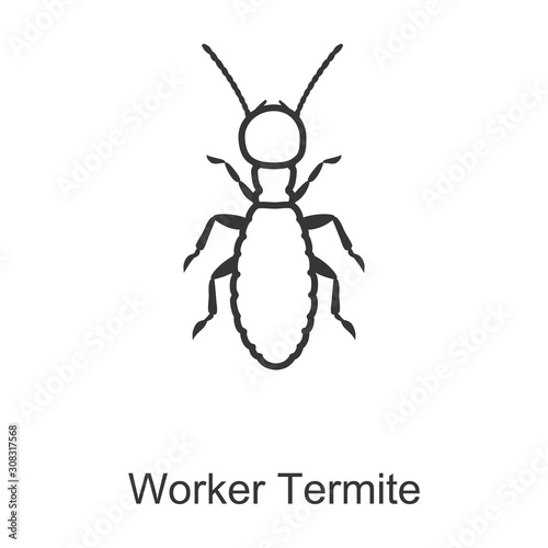 Worker termite vector icon.Line vector icon isolated on white background worker termite .