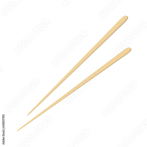Japanese chopstick vector. Wooden bamboo stick vector