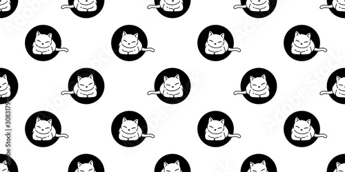 cat seamless pattern kitten vector polka dot scarf isolated repeat background tile wallpaper cartoon doodle illustration design