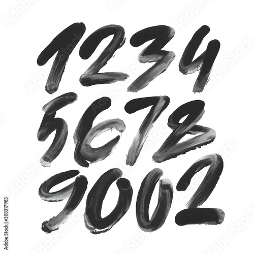 vector set of calligraphic acrylic or ink numbers. ABC for your design  finger lettering