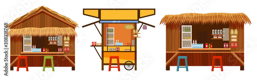 Set Warung street cafe restaurant small family owned busines, store shop