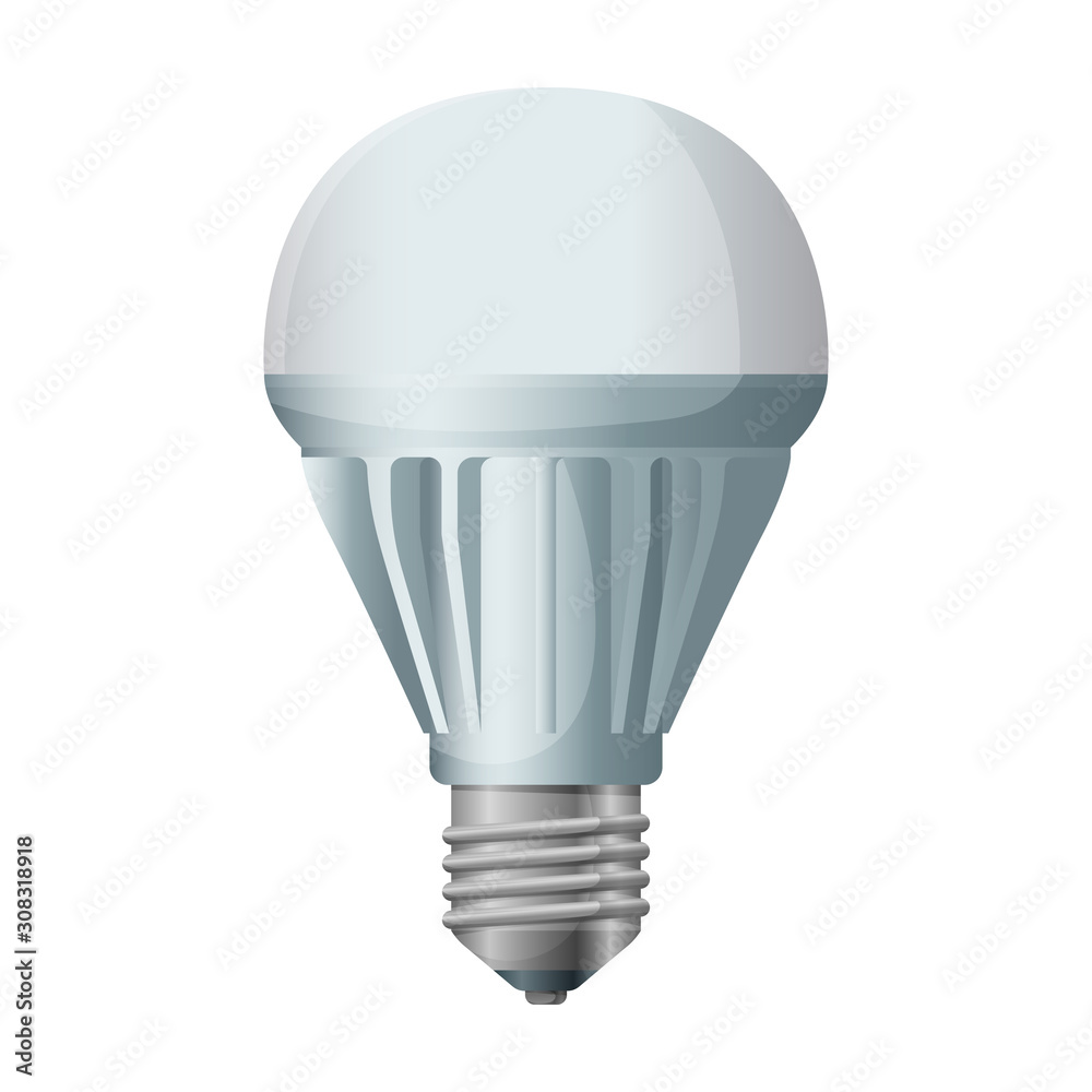 Halogen bulb vector icon. Realistic vector icon isolated on white background halogen bulb.