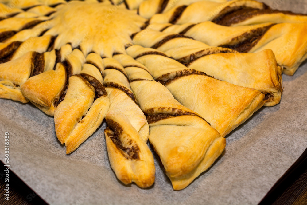 Pastry puff pastry with chocolate filling
