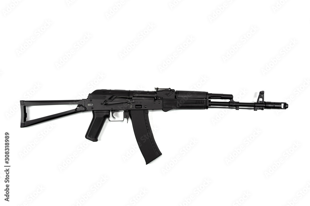 black machine gun on a white background black machine gun on a white background