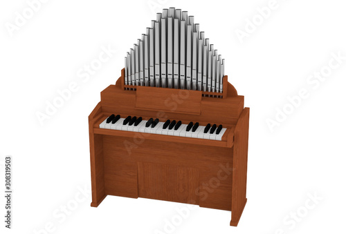 Obraz na plátně organ instrument 3d illustration isolated on white background
