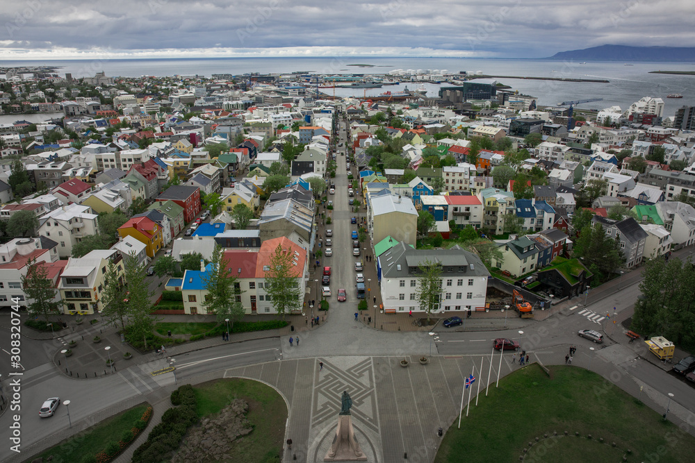 Aerial view of the city of Reykjavik, Iceland