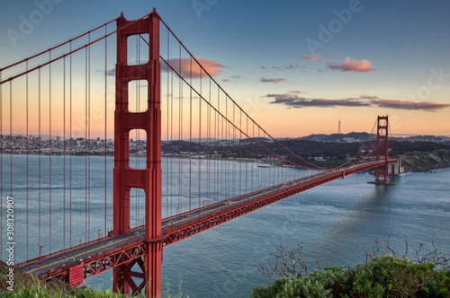 Golden Gate Bridge crosses the San Francisco Bay