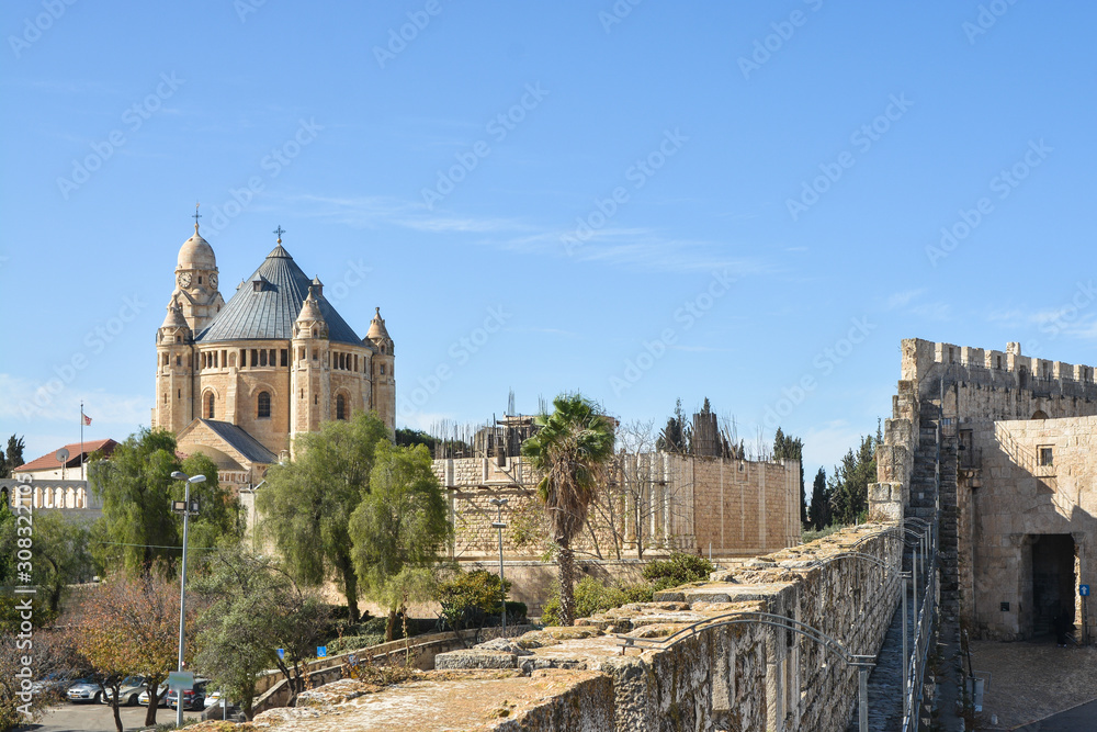 Mount Zion, Monastery of Assumption of the Blessed Virgin Mary. Dormition Monastery, German Catholic Abbey of the Order of the Benedictines in Jerusalem.