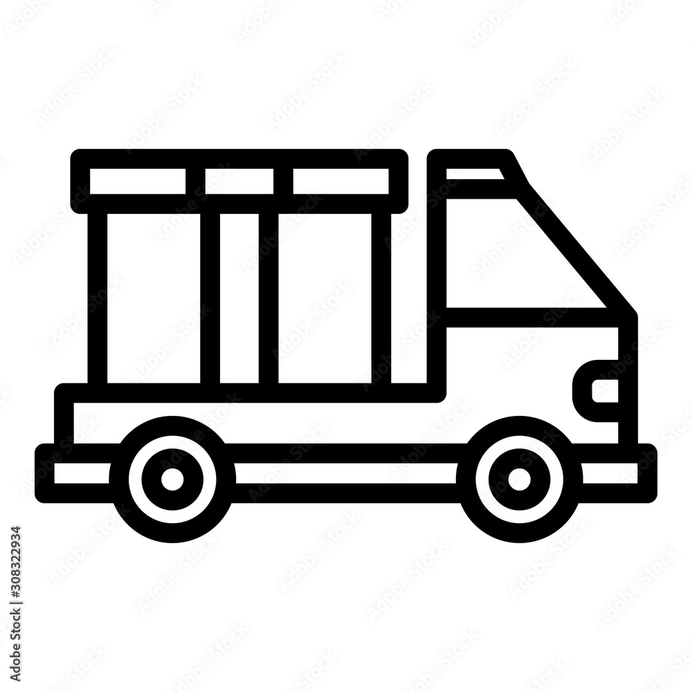 Truck box relocation icon. Outline truck box relocation vector icon for web design isolated on white background