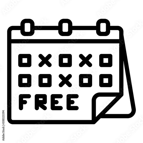 Free shipping calendar icon. Outline free shipping calendar vector icon for web design isolated on white background