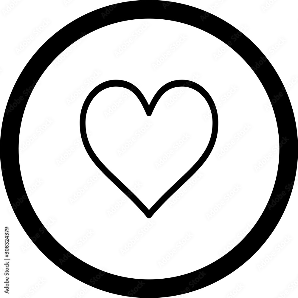Circle Outline Heart Icon With White Background Circle Outline Heart Icon With White Background