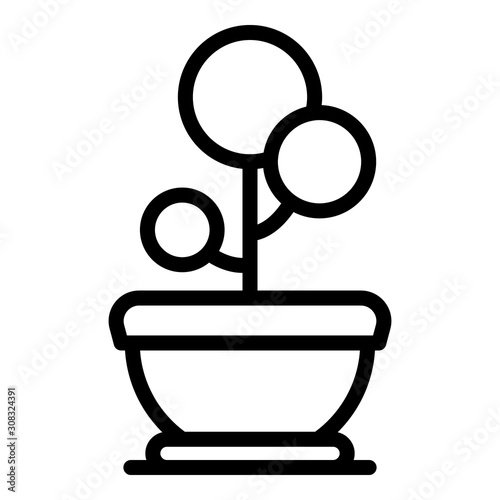 Decorative flower in a pot icon. Outline decorative flower in a pot vector icon for web design isolated on white background