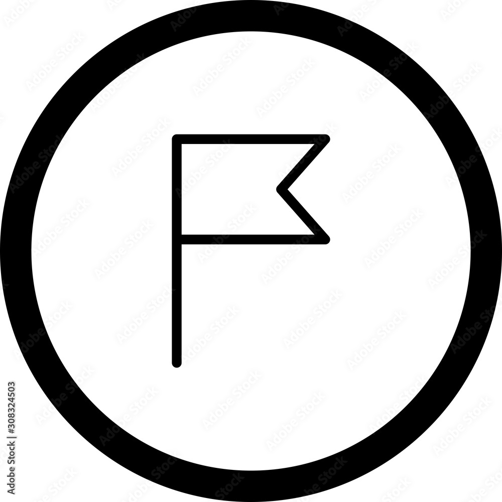 Circle Outline Flag Icon With White Background Circle Outline Flag Icon With White Background