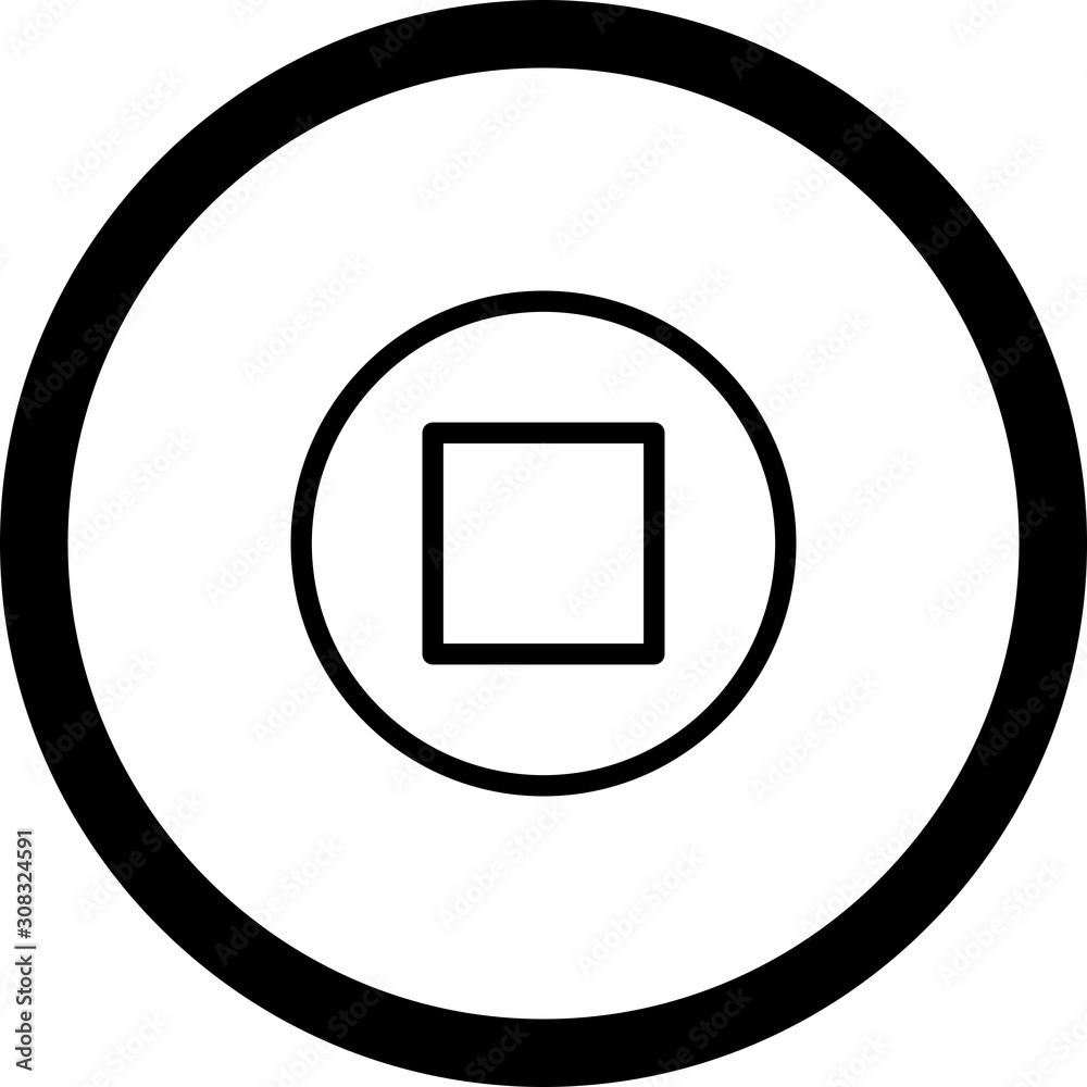 Circle Outline Stop Icon With White Background Circle Outline Stop Icon With White Background