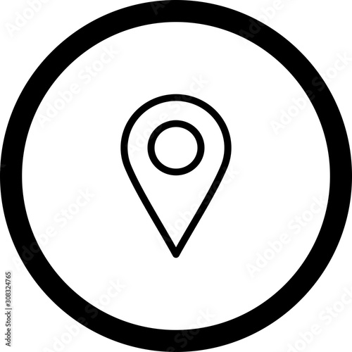 Circle Outline Location Icon With White Background