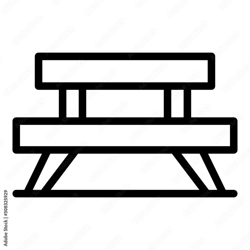 Fototapeta Park bench icon. Outline park bench vector icon for web design isolated on white background