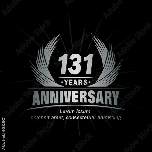 131 years logo design template. Anniversary vector and illustration template.