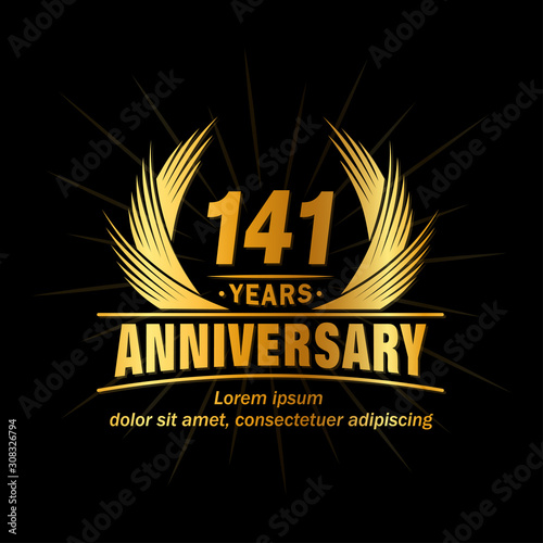 141 years logo design template. Anniversary vector and illustration template.
