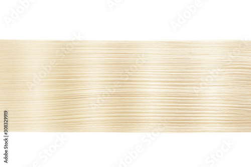 Blond hair on white background, isolated. Horizontal line