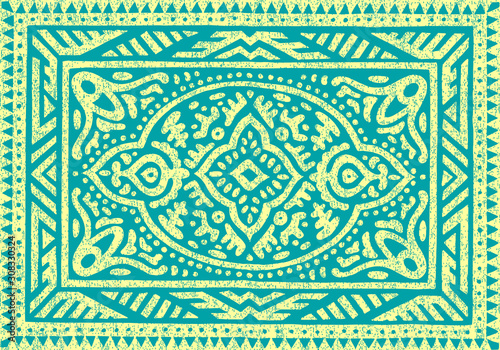 Carpet vintage ornament. Grunge old texture. Ethnic and tribal motifs. Vector illustration.