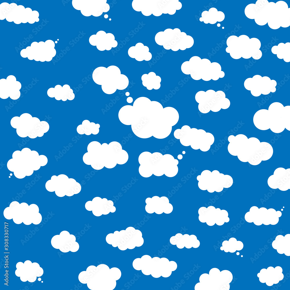 Clouds on blue background. Floating clouds. Vector illustration