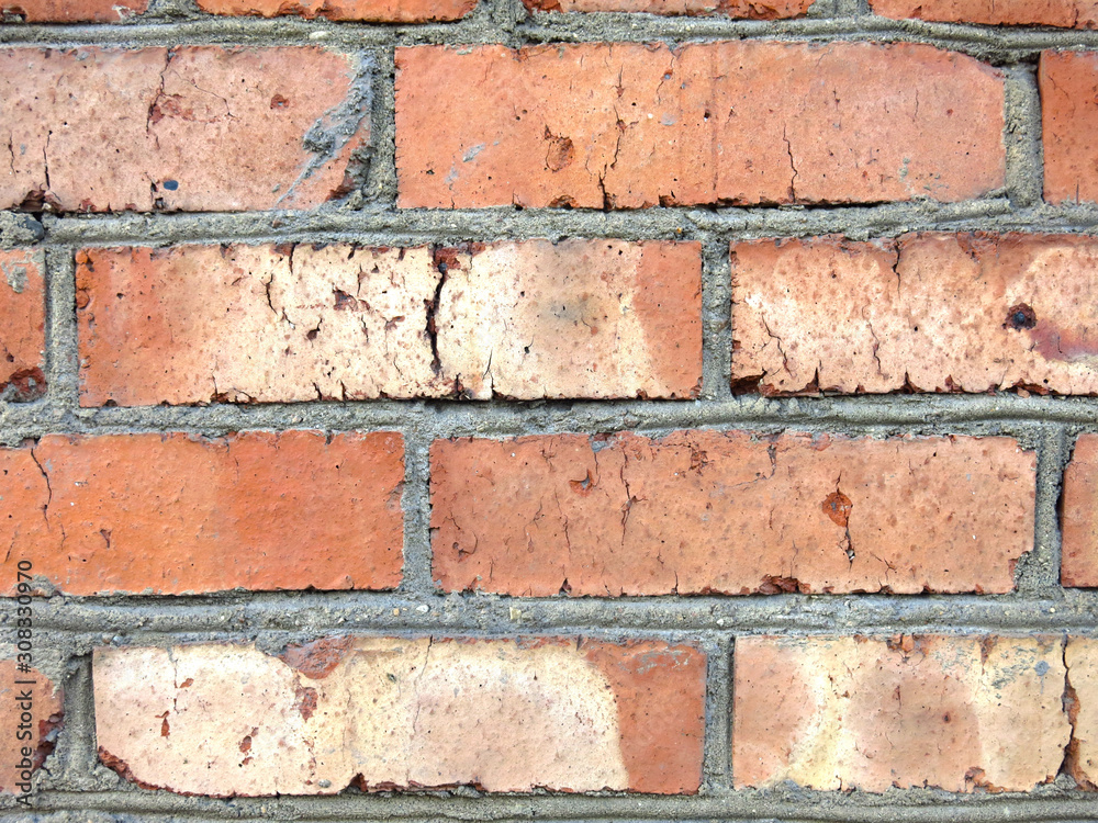 texture of red brick wall close up with cement layer texture of red brick wall close up with cement layer