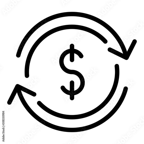 Currency conversion icon. Outline currency conversion vector icon for web design isolated on white background