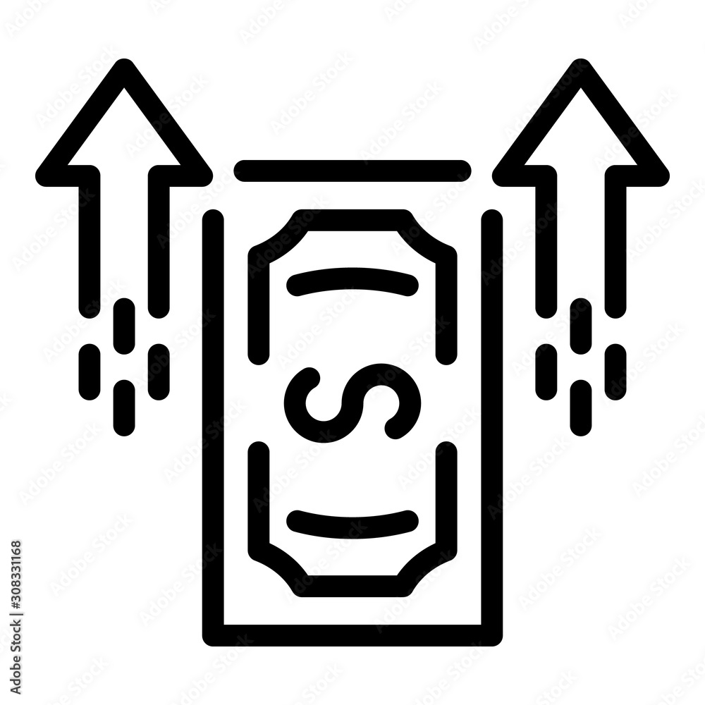 Dollar up arrows icon. Outline dollar up arrows vector icon for web design isolated on white background Dollar up arrows icon. Outline dollar up arrows vector icon for web design isolated on white background