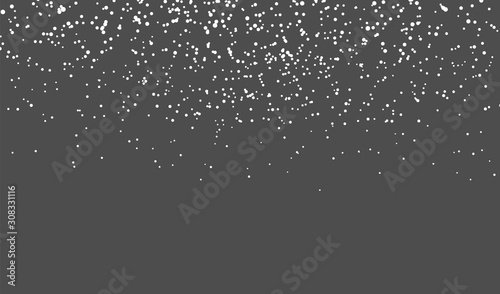 Falling snowflakes on dark background. Christmas snow. Vector illustration