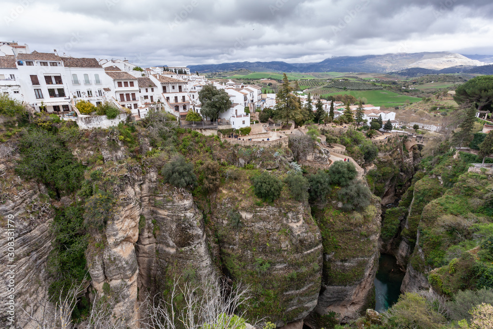 Ronda perched on the edge of the gorge Andalusia Spain
