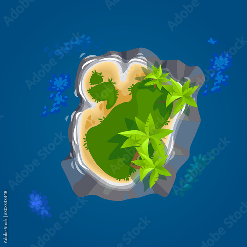 illustration of island with palms the view from the top