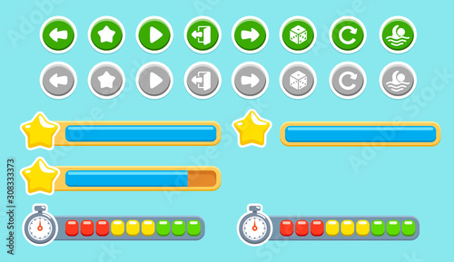 vector set of cute buttons for kids game