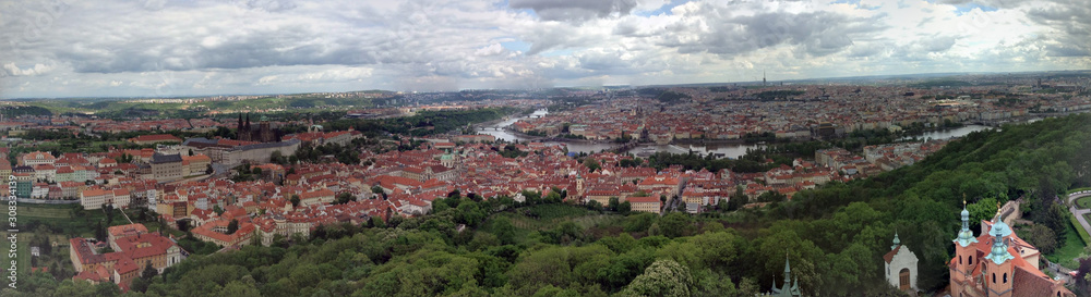 panoramic scene of Prague in the sommer.j