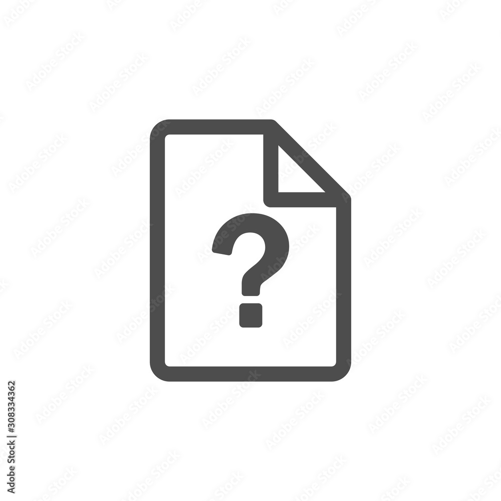 File document and question mark icon. Unknown file symbol. Document help illustration. File document and question mark icon. Unknown file symbol. Document help illustration.