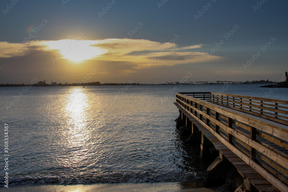 Sunset at a jamaica pier.