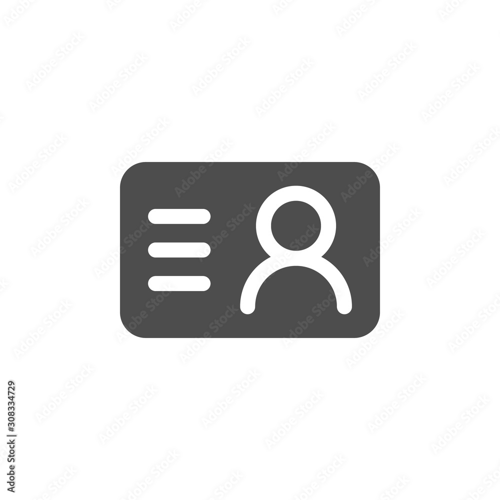 ID card icon. Personal identification card symbol. User information icon. ID card icon. Personal identification card symbol. User information icon.