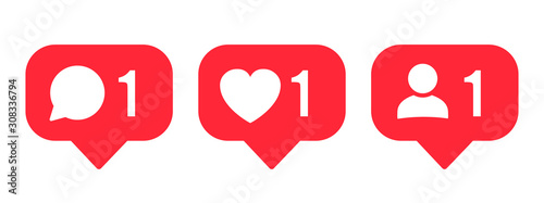 Follower notification icon. Social network signs. Social media comment, like, follower icons. Stories user button sign – stock vector