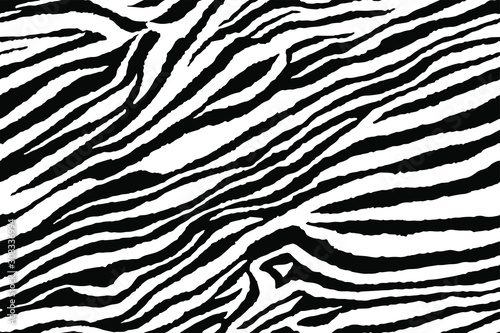Full seamless zebra and tiger stripes animal skin pattern illustration. Black and white vector design for textile fabric printing. Fashionable and home design fit.