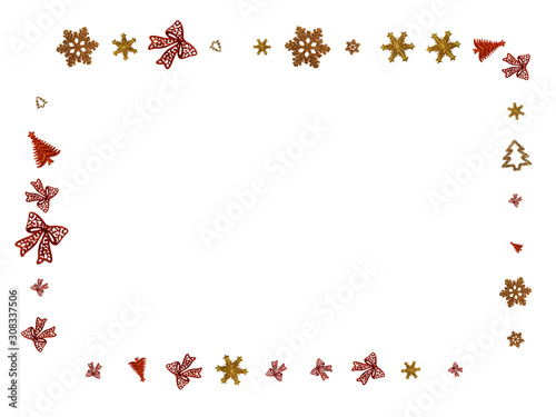 Christmas Background Gold. 2020New Year pattern and Xmas celebration decoration isolated on white. Banner mock up for display of product or design content