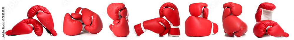 Pair of boxing gloves on white background