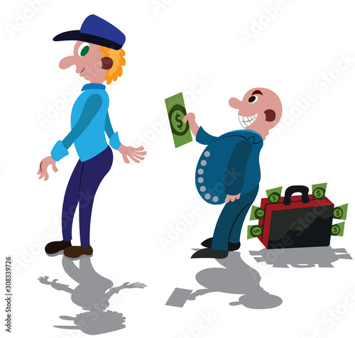 Bribery in full swing, A rich man bribing a corrupt Police Officer