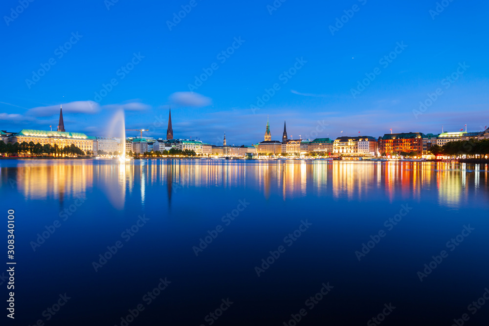 Alster Fountains in Hamburg, Germany