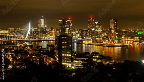 Nightly Skyline of Rotterdam as seen from the Euromast  the Netherlands