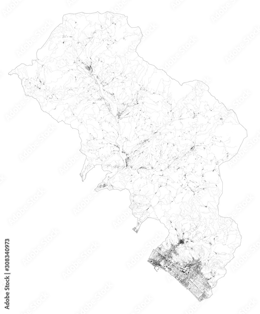 Vecteur Stock Satellite map of province of MassaCarrara, towns and