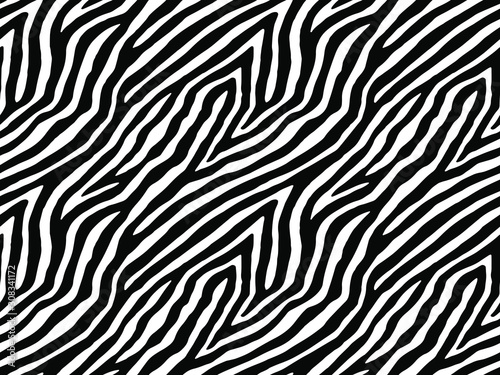 Full seamless zebra and tiger stripes animal skin pattern illustration. Black and white vector design for textile fabric printing. Fashionable and home design fit.