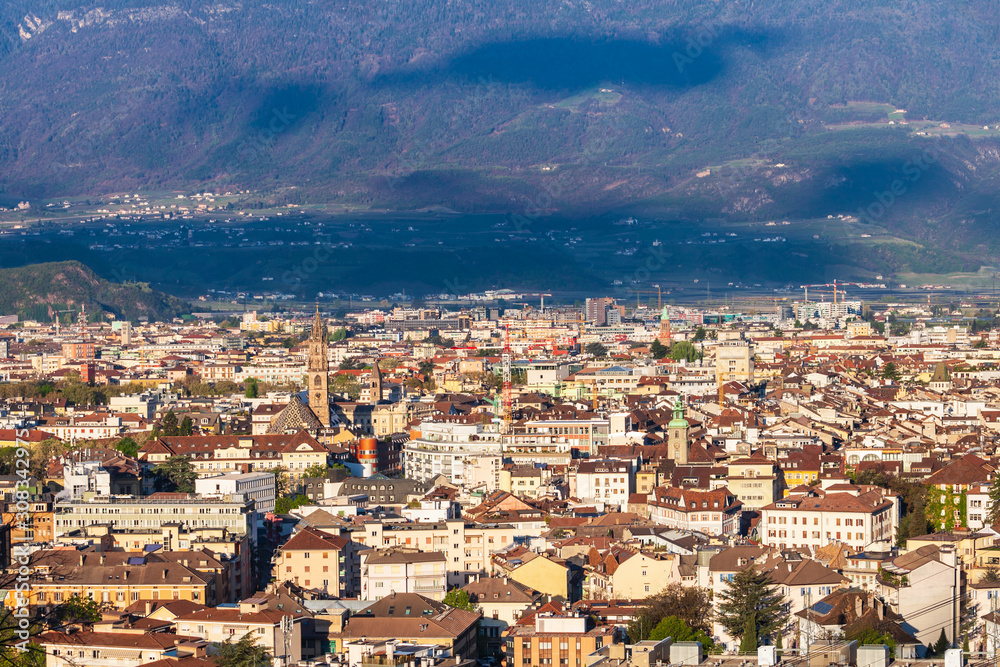 Bolzano aerial panoramic view, Italy