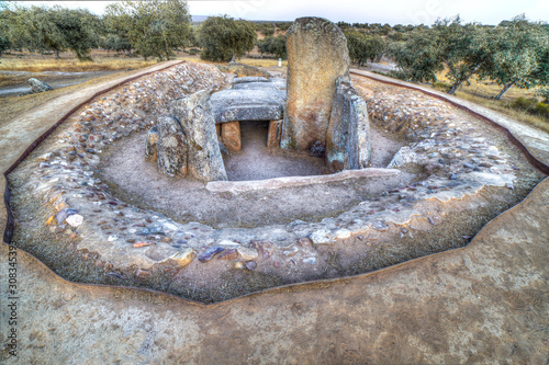 Dolmen of Lacara, the biggest megalithic burial in Extremadura, Spain photo