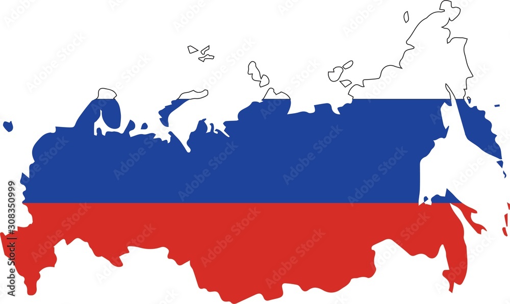 Russia Russian Federation Vector map. Isolated, white background