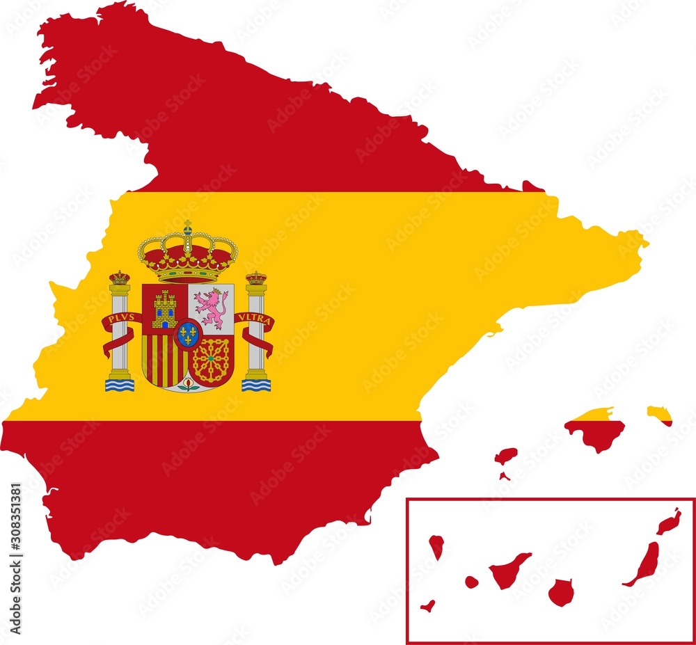 Fototapeta premium Spain Vector map. Isolated, white background